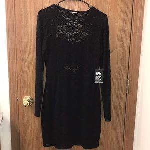 NWT Express Black Lace Open Back Dress